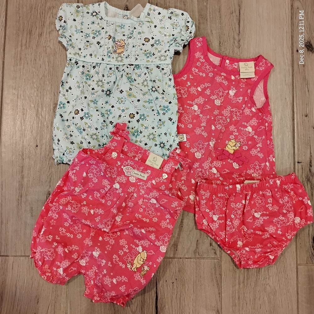 Disney Baby Romper Bundle Lot - 3 Month Baby Girl